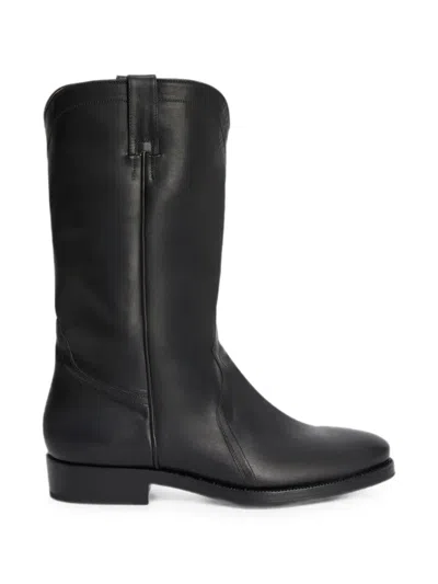 JIL SANDER AGED-EFFECT LEATHER BOOTS