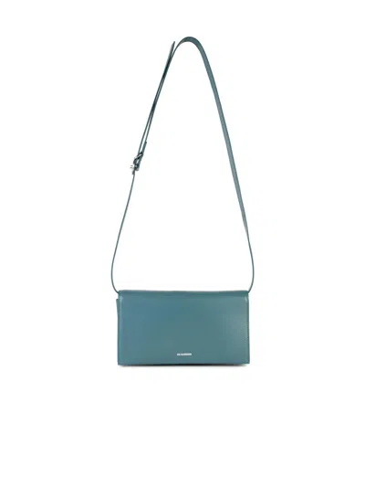 Jil Sander 'all Day Buckle' Blue Leather Bag Woman