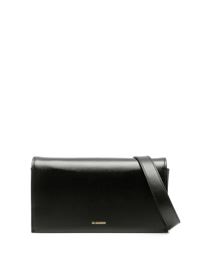 Jil Sander All-day Small Leather Crossbody Bag In Black