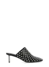 Jil Sander Black Mules With Low Heel And All-over Stud Embellishments In Leather Woman