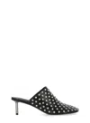 Jil Sander Black Mules With Low Heel And All-over Stud Embellishments In Leather Woman In Black