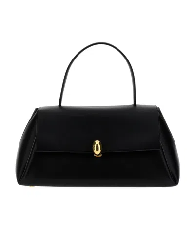 Jil Sander Almond Foldover Top Handle Bag In Black