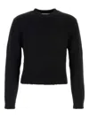 Jil Sander Cropped Long Sleeve Alpaca Blend Knit In Black