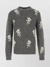 Jil Sander Alpaca Blend Sweater Embroidered Flowers In Gray
