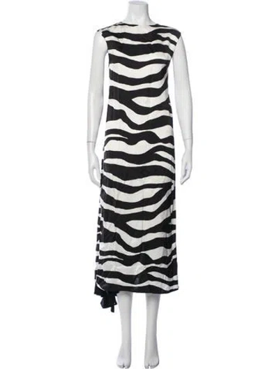 Pre-owned Jil Sander Animal Print Long Dress In Black