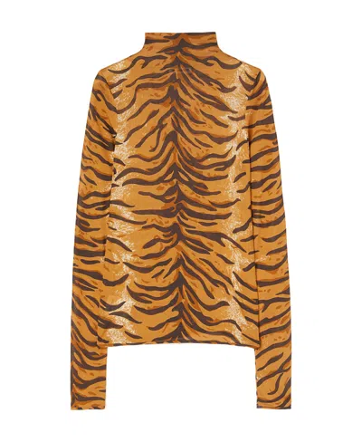 Jil Sander Animal-print Long-sleeved T-shirt In Brown