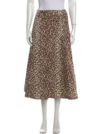 Pre-owned Jil Sander Animal Print Midi Length Skirt In Brown