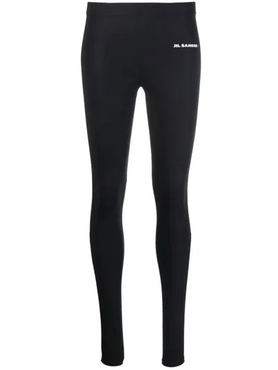 JIL SANDER JIL SANDER ANKLE-LENGTH BLACK SPORT PANTS WITH HIGH WAIST