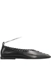Jil Sander Ankle-strap Leather Ballet Flats In Black
