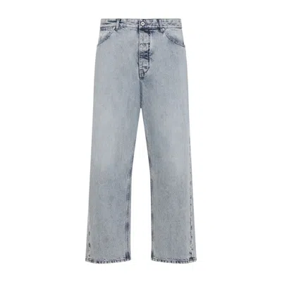 JIL SANDER ANTARTIC BLUE COTTON 183 AW 23 TREATED TROUSERS