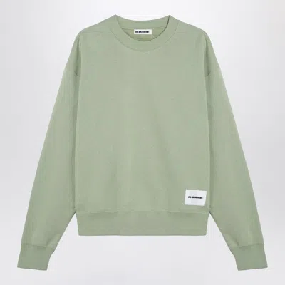 JIL SANDER APPLE GREEN COTTON CREW-NECK SWEATSHIRT