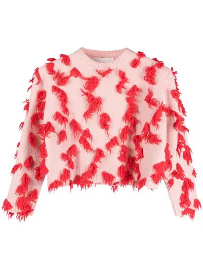 Jil Sander Appliqué-detail Cropped Wool Top In Pink
