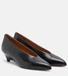 Jil Sander Arc Leather Pumps Low Wedge Heel In Black