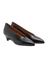 Jil Sander Arc Leather Pumps Low Wedge Heel In Black