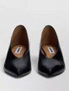 Jil Sander Arc Leather Pumps Low Wedge Heel In Black