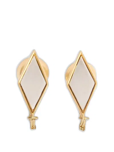 Jil Sander Argyle-pattern Chain-detail Earrings In Gold