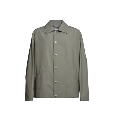 Jil Sander Army Green Cotton Shirt Jacket With Logo