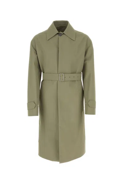 JIL SANDER ARMY GREEN COTTON TRENCH COAT