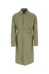 Jil Sander Army Green Cotton Trench Coat