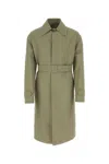 Jil Sander Army Green Cotton Trench Coat In 317