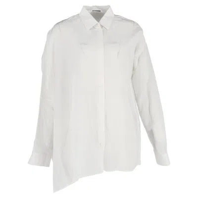 Jil Sander Asymmetric Button-down Shirt In White Linen