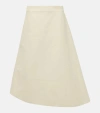 Jil Sander Asymmetric Cotton Midi Skirt In Cornsilk
