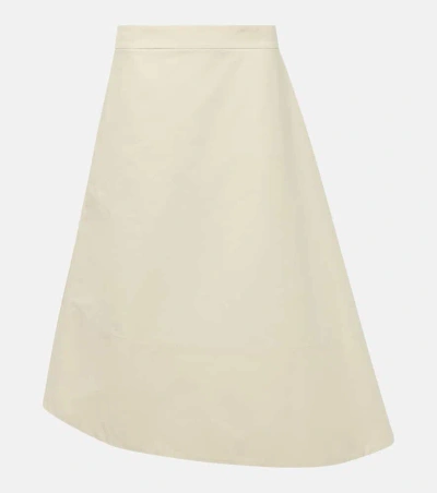 Jil Sander Asymmetric Cotton Midi Skirt In Cornsilk
