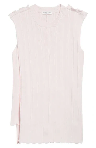 Jil Sander Asymmetric Cotton Rib Wrap Sweater Vest In Pink