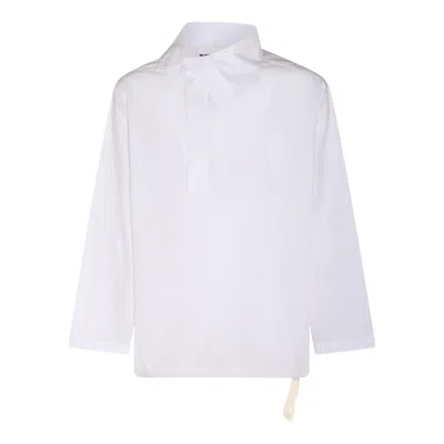 Jil Sander Asymmetric Drawstring Hem Shirt In White
