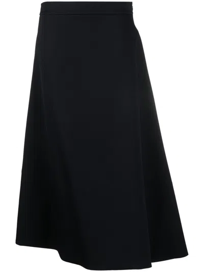 Jil Sander Asymmetric-hem A-line Midi Skirt In Blue