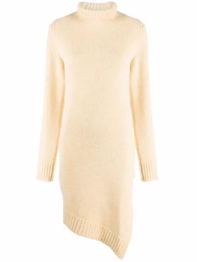 Jil Sander Long Asymmetric Sweater In Neutral