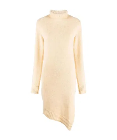 Jil Sander Asymmetric-hem Roll Neck Jumper In Nude