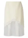 Jil Sander Asymmetric Lace Midi Skirt In Neutral