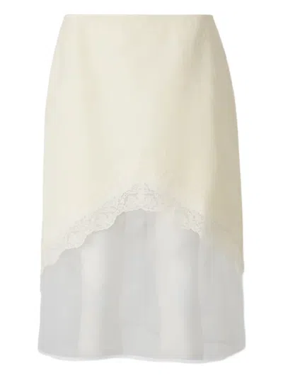 JIL SANDER ASYMMETRIC LACE MIDI SKIRT