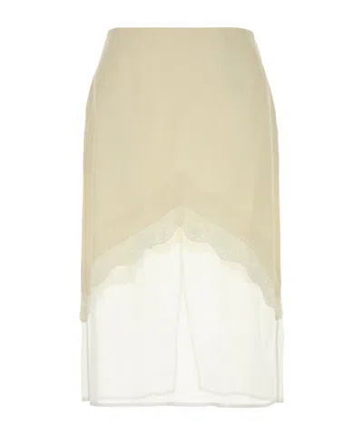 JIL SANDER ASYMMETRIC LACE MIDI SKIRT