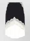 Jil Sander Asymmetric Lace Wool Skirt With Sheer Overlay In Black