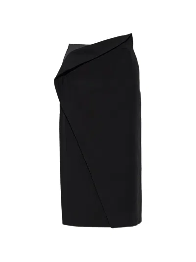 Jil Sander Asymmetric Layered-detail Skirt In Black