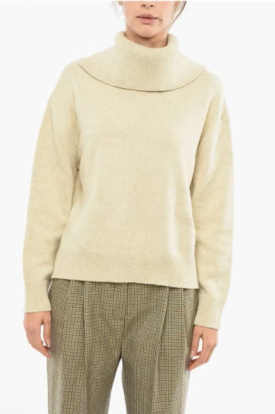 Jil Sander Asymmetric Lenght High-neck Pullover With Side Slits In Yellow