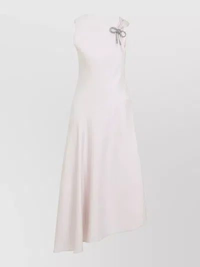 Jil Sander Asymmetric Midi Dress Diagonal Neckline In White