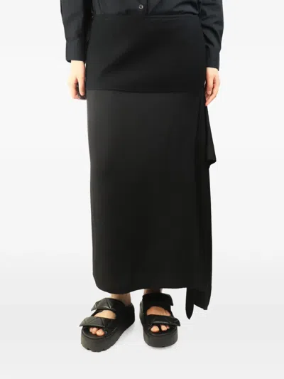 Pre-owned Jil Sander Asymmetric Midi Skirt In Black