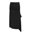 Jil Sander Wool Midi Skirt With Hem And Draping In Black
