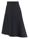 Jil Sander Asymmetric Virgin Wool Midi Skirt In Blue