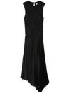 Jil Sander Asymmetric Pleated Maxi Dress In Black