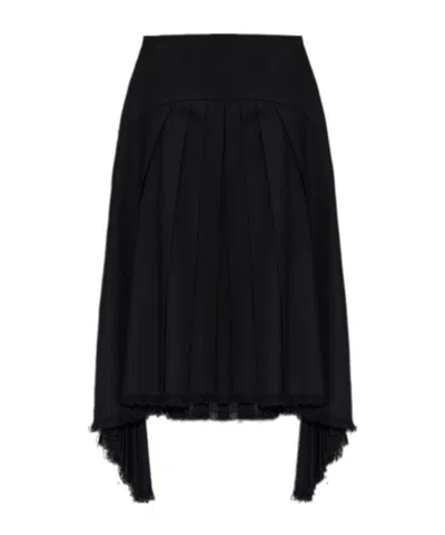 Jil Sander Asymmetric Pleated Midi Skirt In Blue