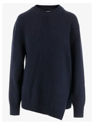JIL SANDER ASYMMETRIC RIBBED SWEATER