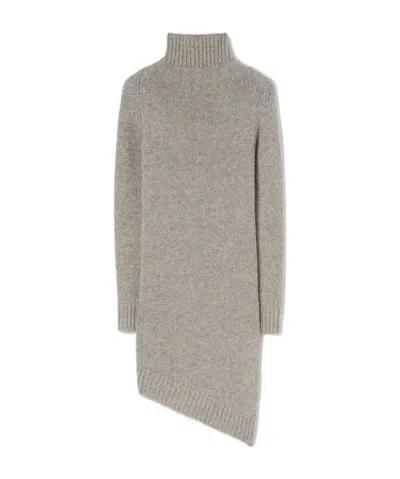 Jil Sander Asymmetric Roll-neck Jumper In Gray