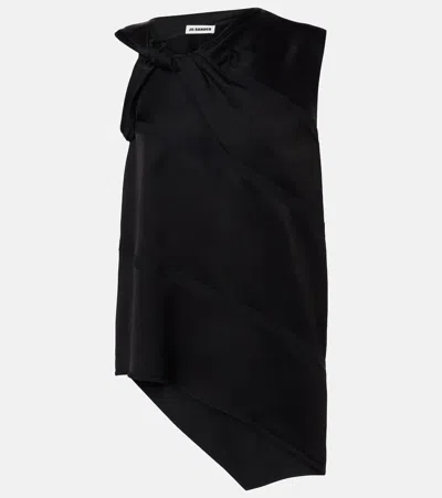 Jil Sander Sm Top Black Asymmetric Gloss With Bow