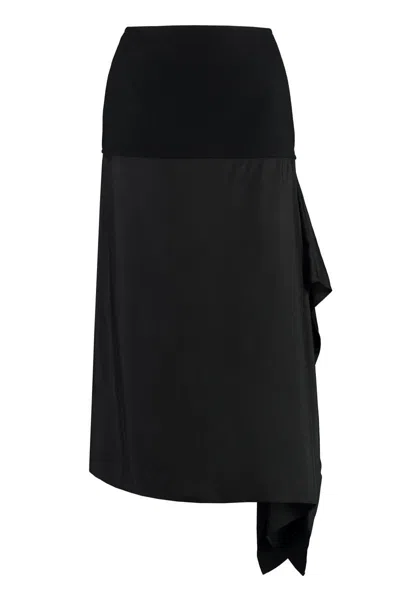 Jil Sander Asymmetric Skirt In Black