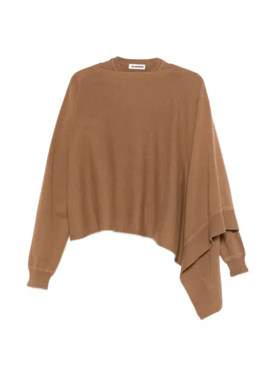 Jil Sander Asymmetric Sweater In Brown