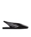 Jil Sander Black Leather Slingback Ballet Flats In Black